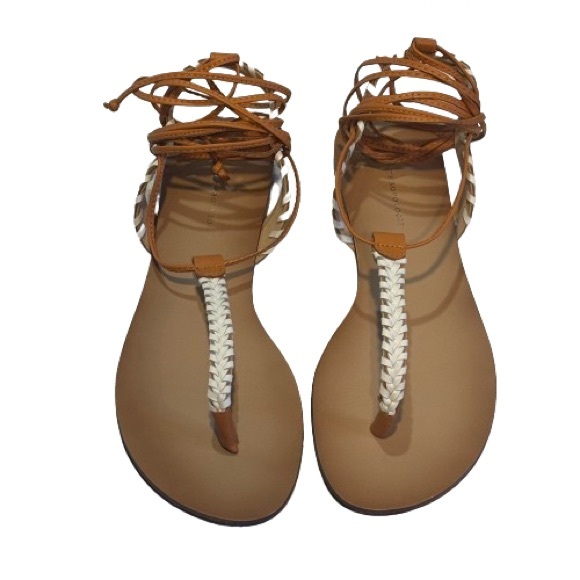 🌟Host Pick🌟NIB Anthropologie Tie Up Thong Sandals Cedar Leather Size EU 39 US 8 - Picture 4 of 13